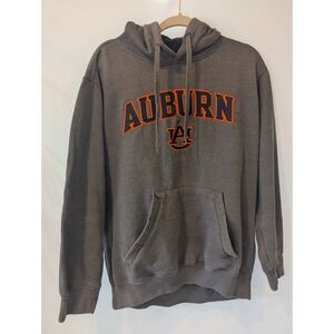 Auburn Tigers Hoodie Sweatshirt Mens Gray Orange Embroidered Logo Pullover